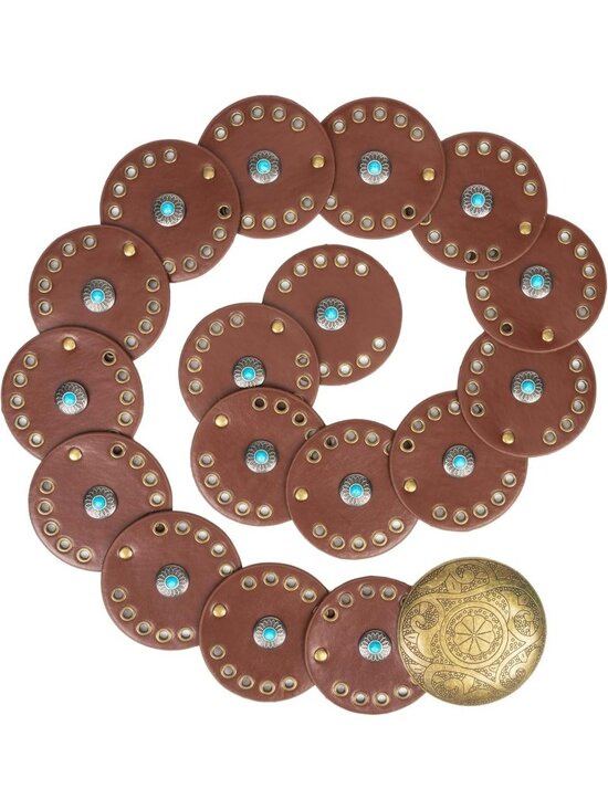 Women Brown & Gold Wide Western Disc Belt Cowgirl Boho-Concho Leather Belt main image 4